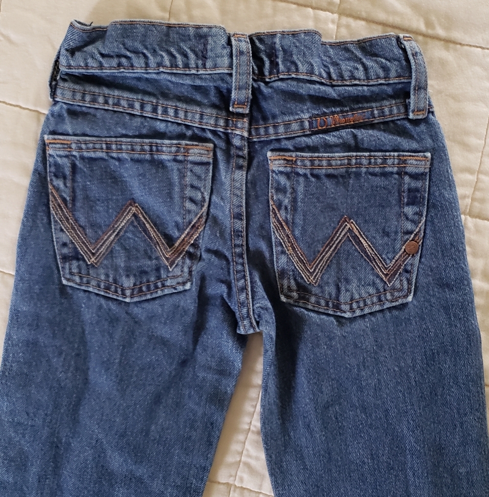 Wrangler Denim Jeans Girls 7 Slim Cotton Bell Bottom Bootcut Flare - Picture 3 of 12